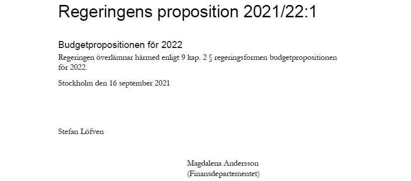 Inledningen till budgetpropositionen för 2022